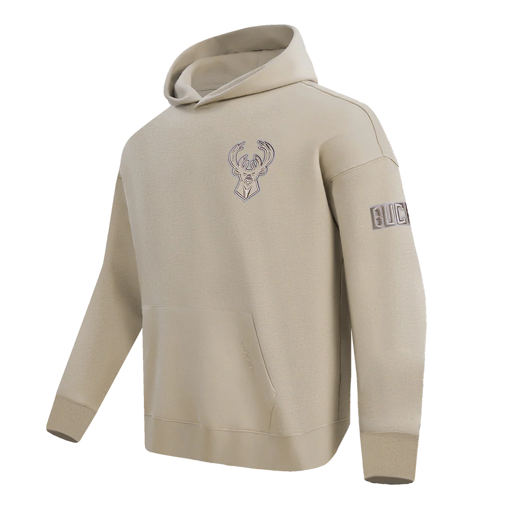 NBA MILWAUKEE BUCKS NEUTRAL MEN'S DROP SHOULDER PULLOVER HOODIE (TAUPE) - Image 4
