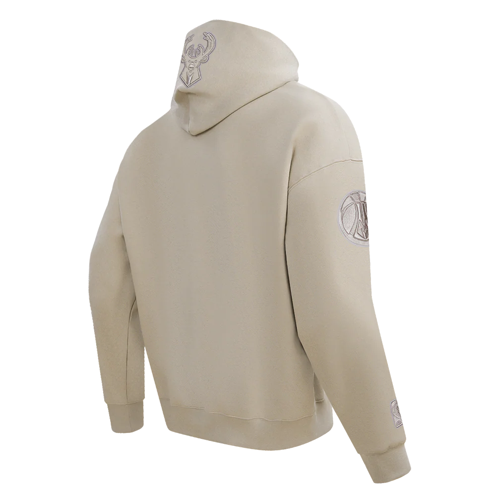NBA MILWAUKEE BUCKS NEUTRAL MEN'S DROP SHOULDER PULLOVER HOODIE (TAUPE) - Image 6