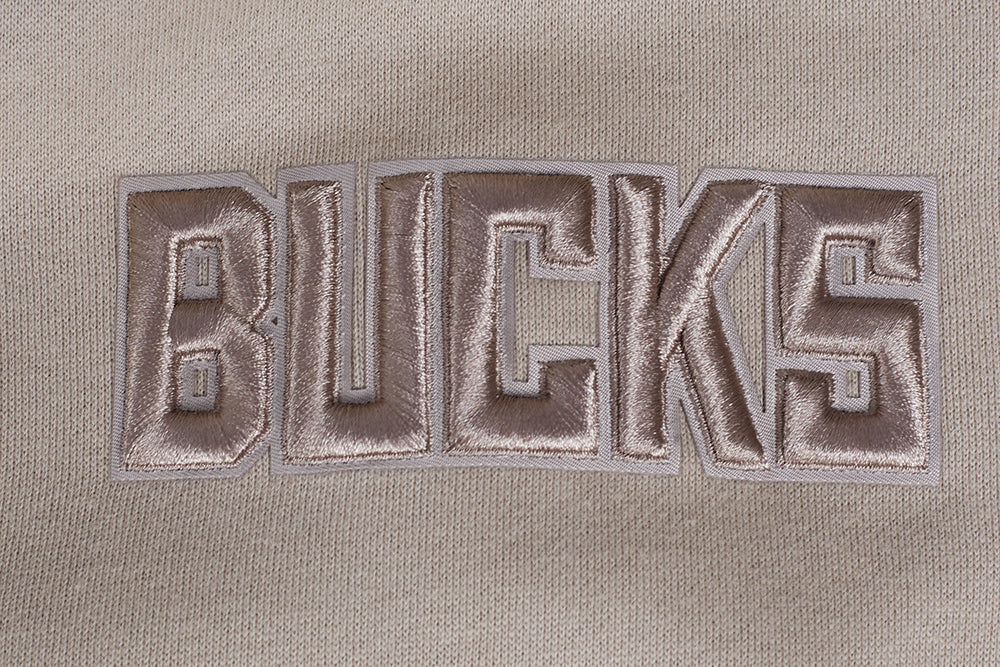 NBA MILWAUKEE BUCKS NEUTRAL MEN'S DROP SHOULDER PULLOVER HOODIE (TAUPE) - Image 9