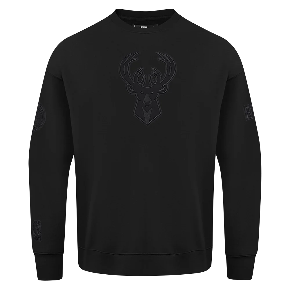 NBA MILWAUKEE BUCKS NEUTRAL MEN'S DROP SHOULDER FLC CREWNECK (BLACK) - Image 3