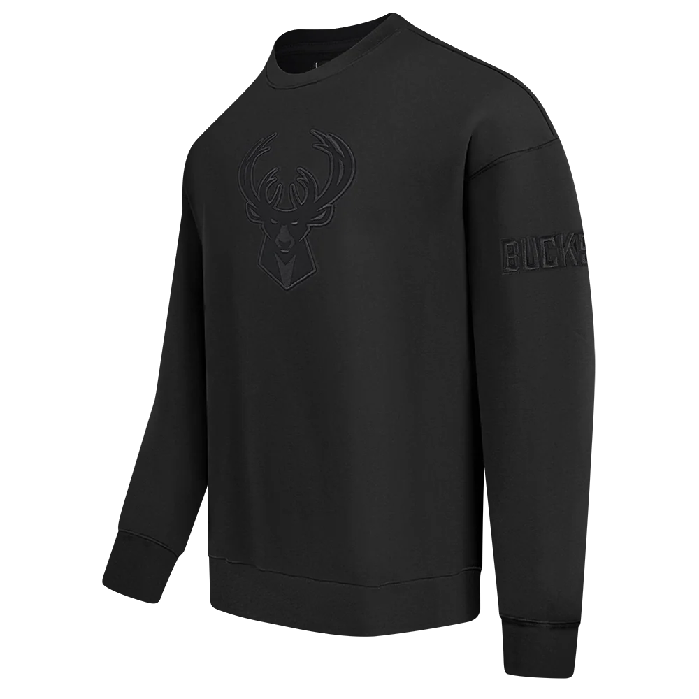 NBA MILWAUKEE BUCKS NEUTRAL MEN'S DROP SHOULDER FLC CREWNECK (BLACK) - Image 4