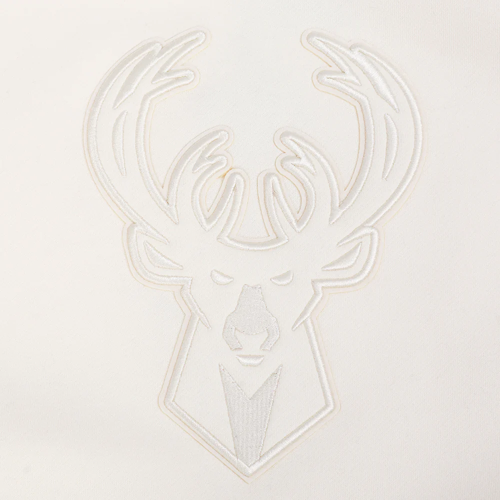 NBA MILWAUKEE BUCKS NEUTRAL MEN'S DROP SHOULDER FLC CREWNECK (EGGSHELL) - Image 5