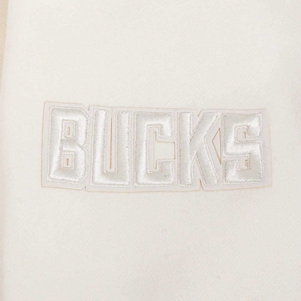 NBA MILWAUKEE BUCKS NEUTRAL MEN'S DROP SHOULDER FLC CREWNECK (EGGSHELL) - Image 6