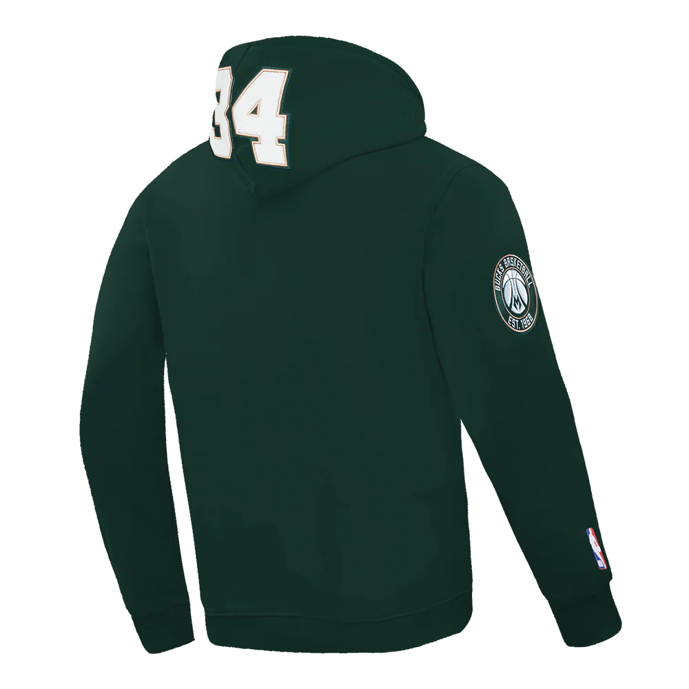 NBA MILWAUKEE BUCKS GIANNIS ANTETOKOUNMPO #34 SKYHOOK MEN'S FLC PO HOO (FOREST GREEN) - Image 4