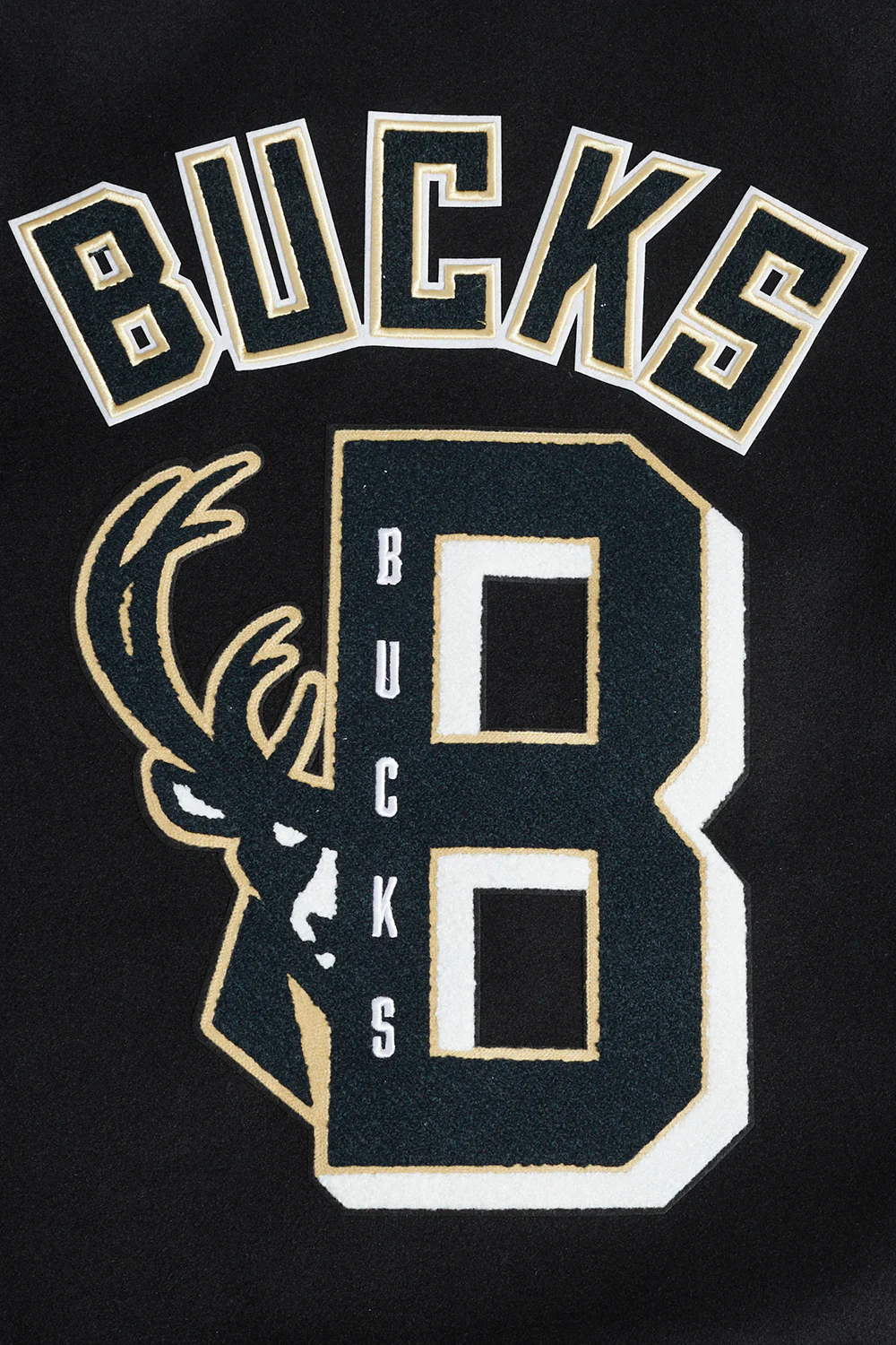 NBA MILWAUKEE BUCKS MASHUP MEN'S RIB WOOL VARSITY JACKET (BLACK) - Image 11