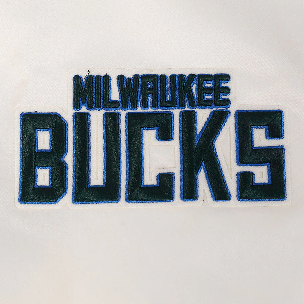 NBA MILWAUKEE BUCKS CITY EDITION 25-26 MEN'S PRO SATIN YD RIB JACKET (EGGSHELL/ ROYAL BLUE) - Image 8