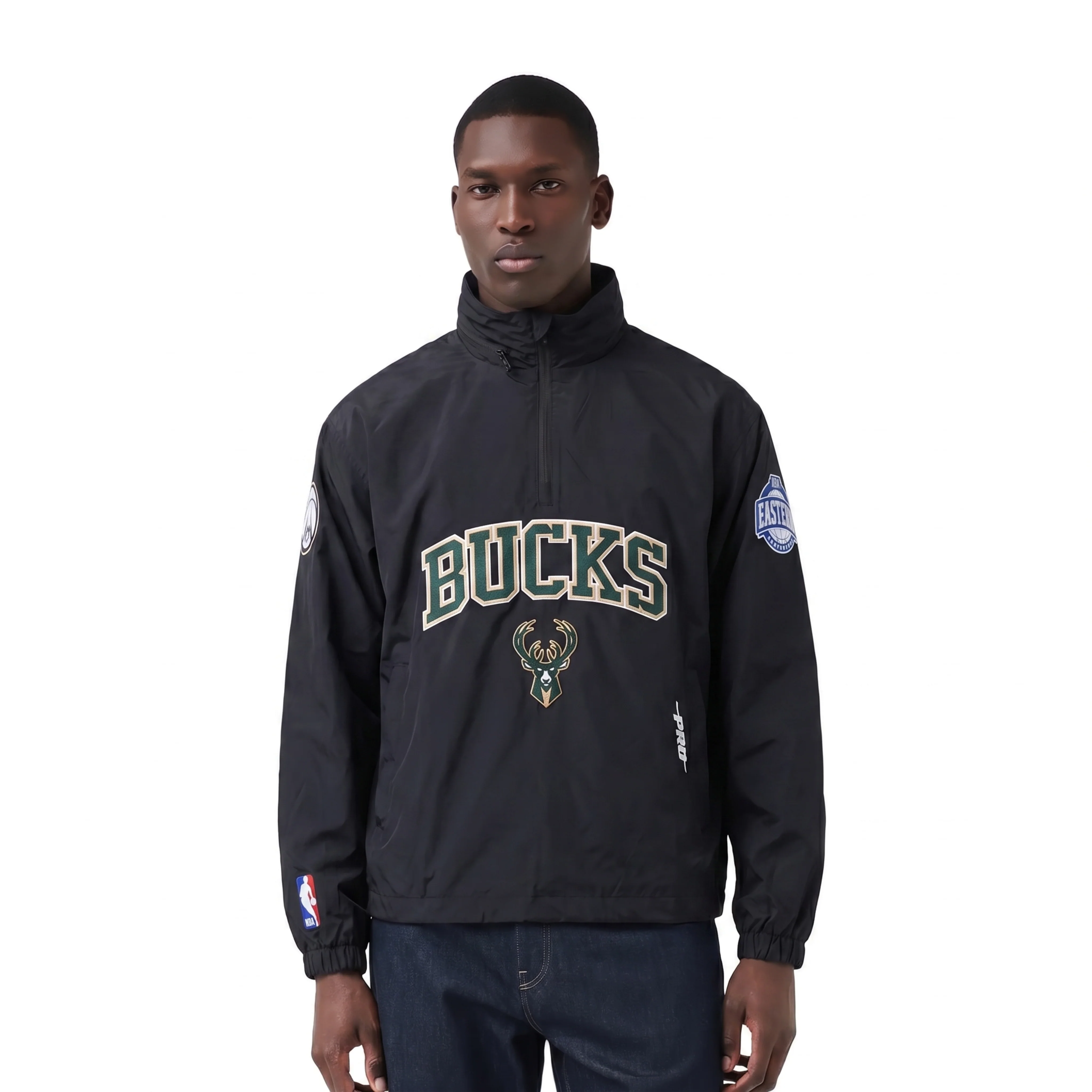 NBA MILWAUKEE BUCKS PRE GAME MEN'S JACKET (BLACK)