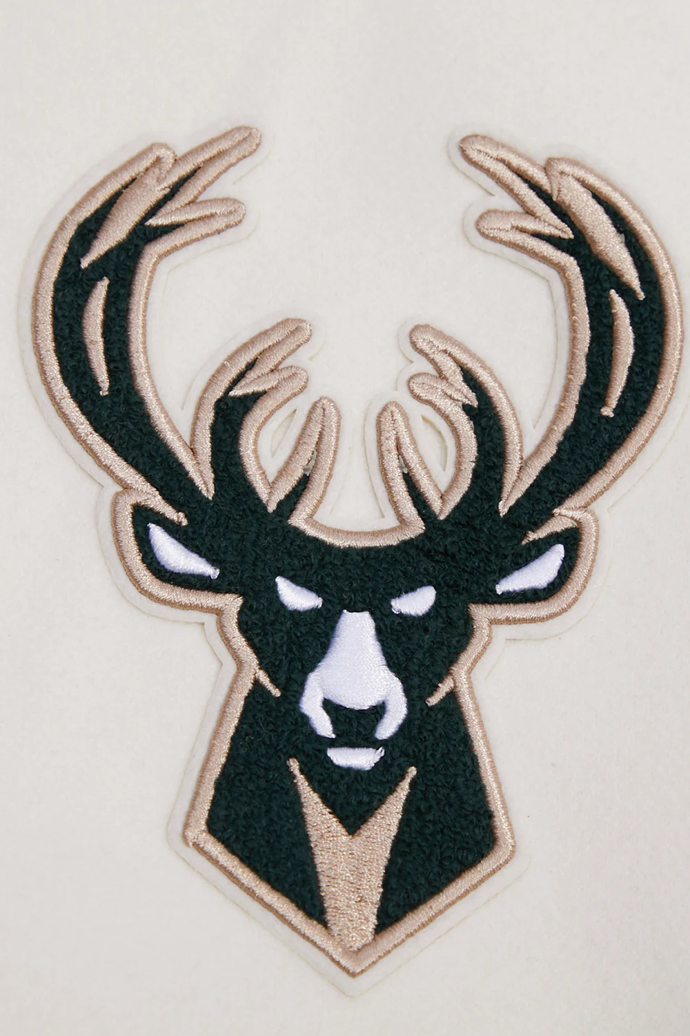NBA MILWAUKEE BUCKS RETRO CLASSIC MEN'S RIB WOOL VARSITY JACKET (EGGSHELL/BLACK) - Image 6