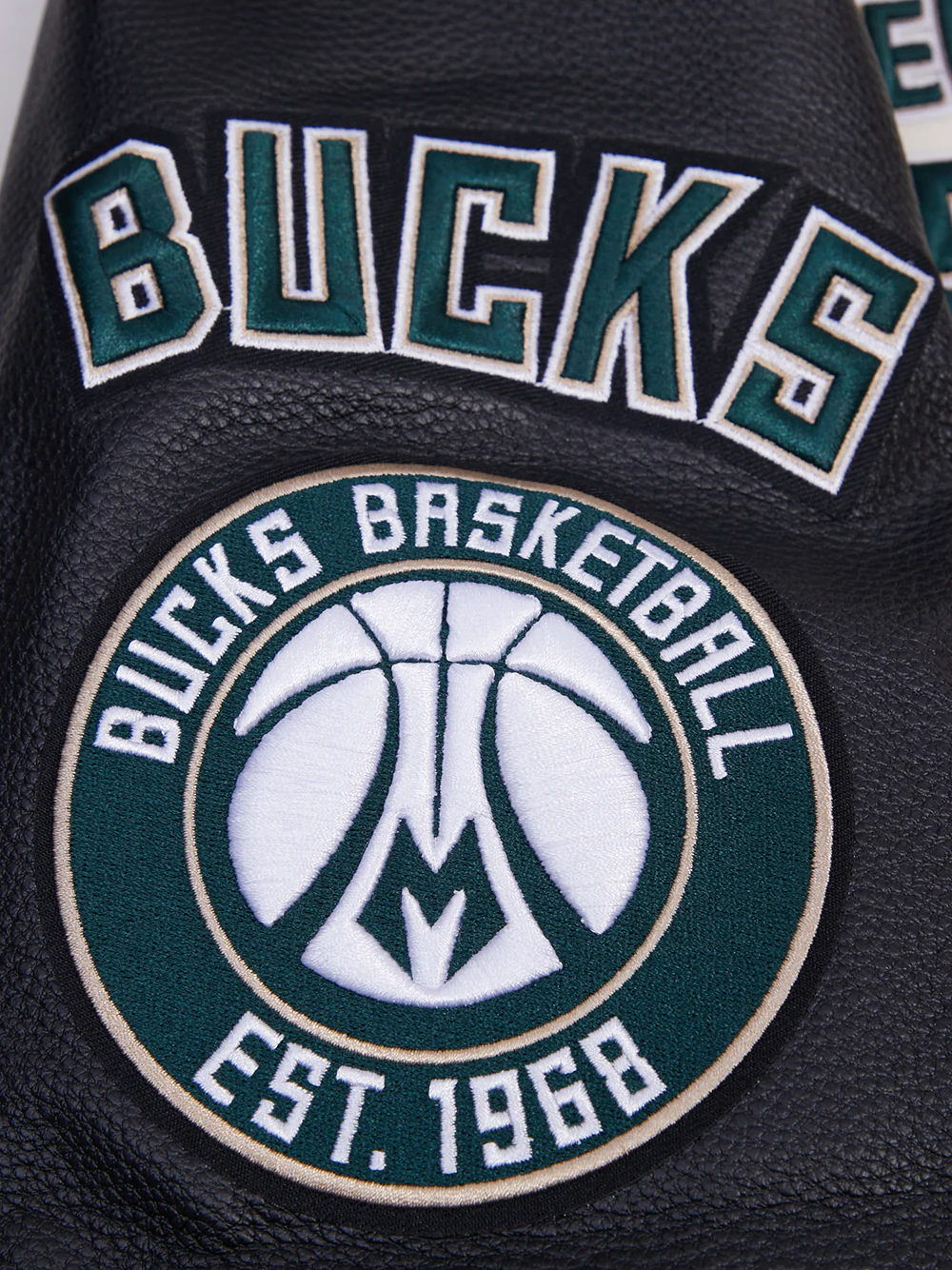 NBA MILWAUKEE BUCKS RETRO CLASSIC MEN'S RIB WOOL VARSITY JACKET (EGGSHELL/BLACK) - Image 8