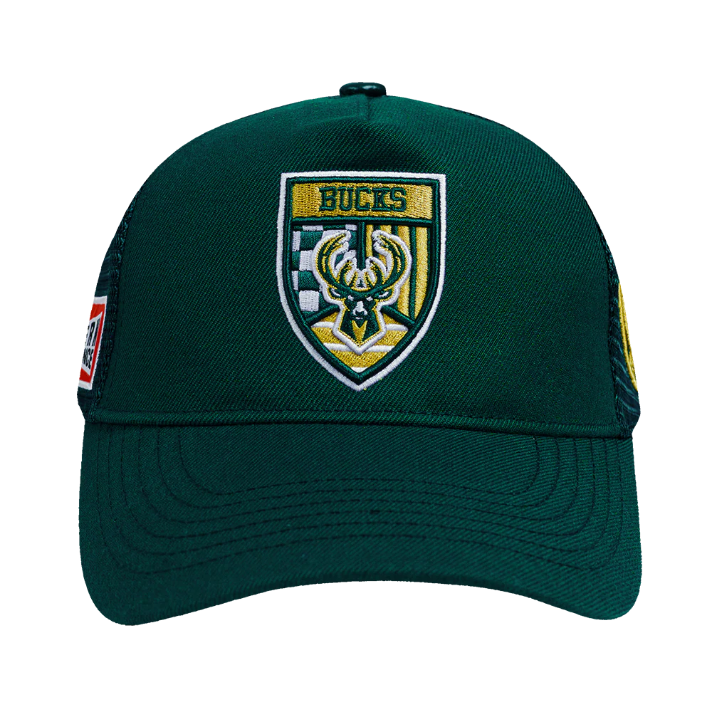 NBA MILWAUKEE BUCKS FAST LANE TRUCKER HAT (FOREST GREEN)