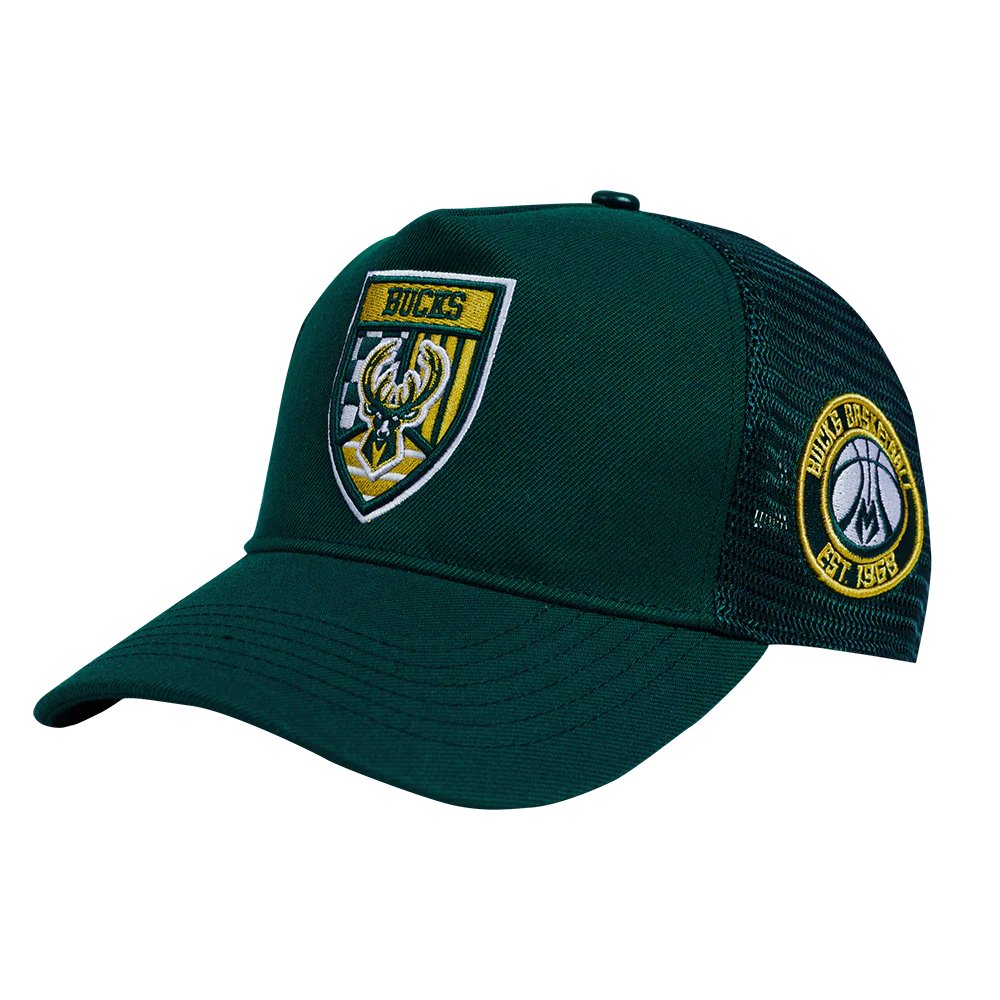 NBA MILWAUKEE BUCKS FAST LANE TRUCKER HAT (FOREST GREEN) - Image 2