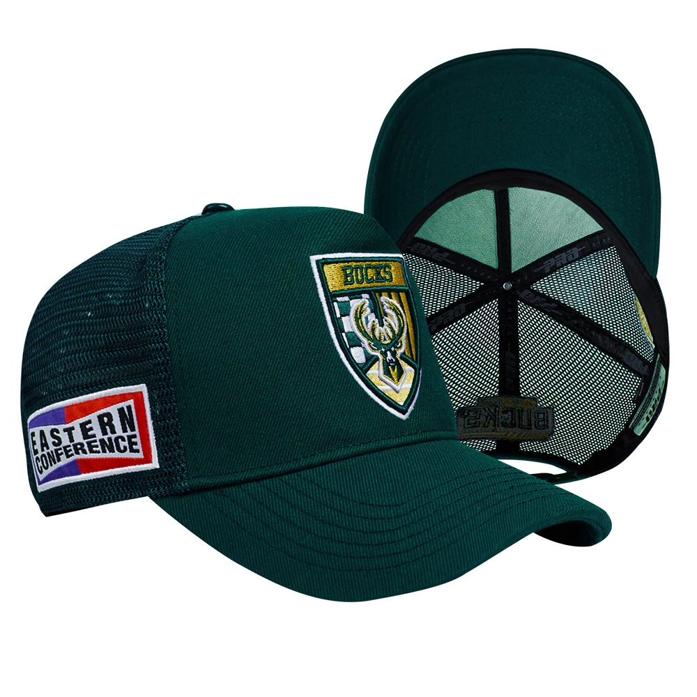 NBA MILWAUKEE BUCKS FAST LANE TRUCKER HAT (FOREST GREEN) - Image 7