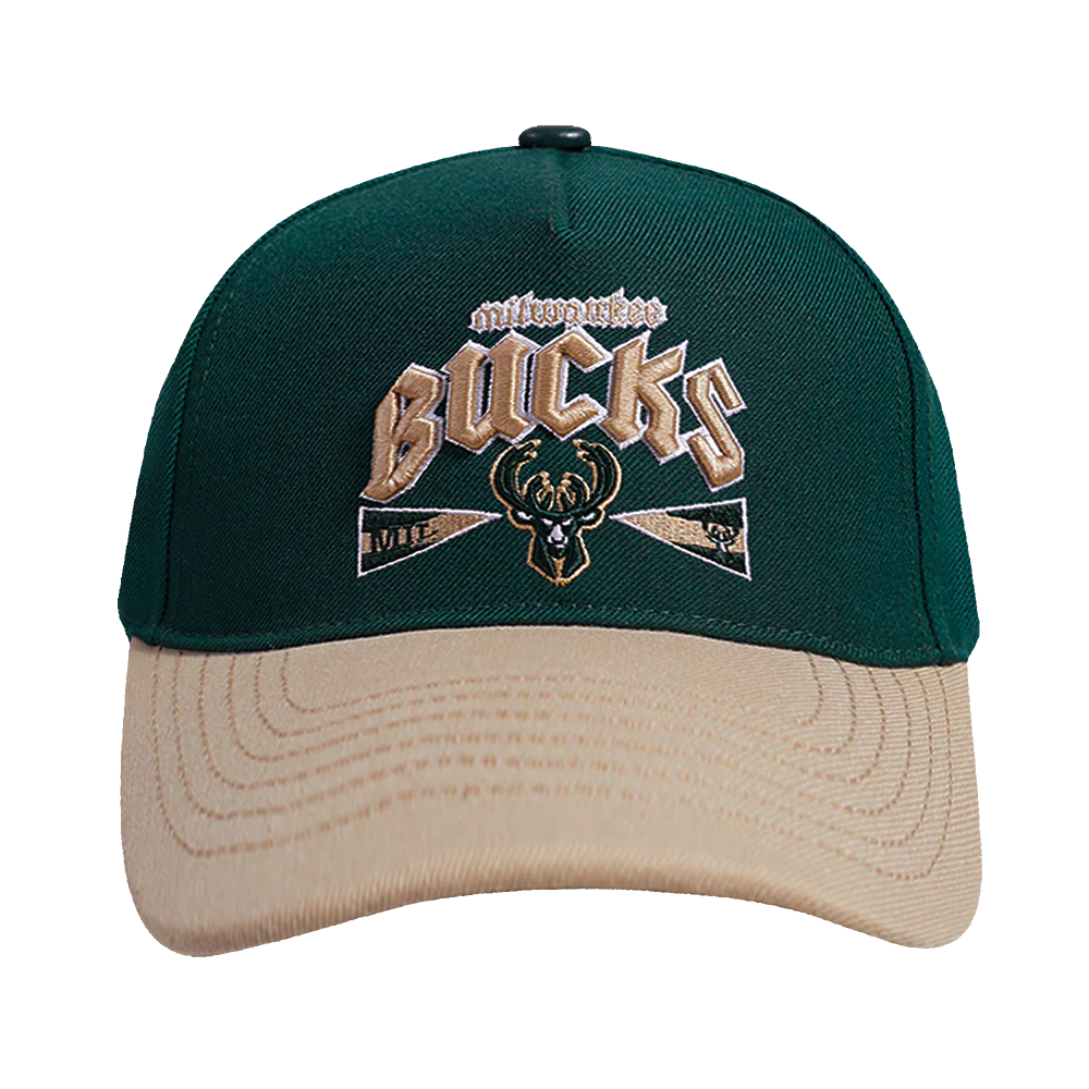 NBA MILWAUKEE BUCKS CITY TOUR CURVED SNAPBACK HAT (FOREST GREEN)