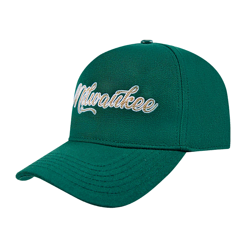 NBA MILWAUKEE BUCKS CITY SIGNATURE MEN'S PINCH FRONT SNAPBACK HAT (FOREST GREEN) - Image 2
