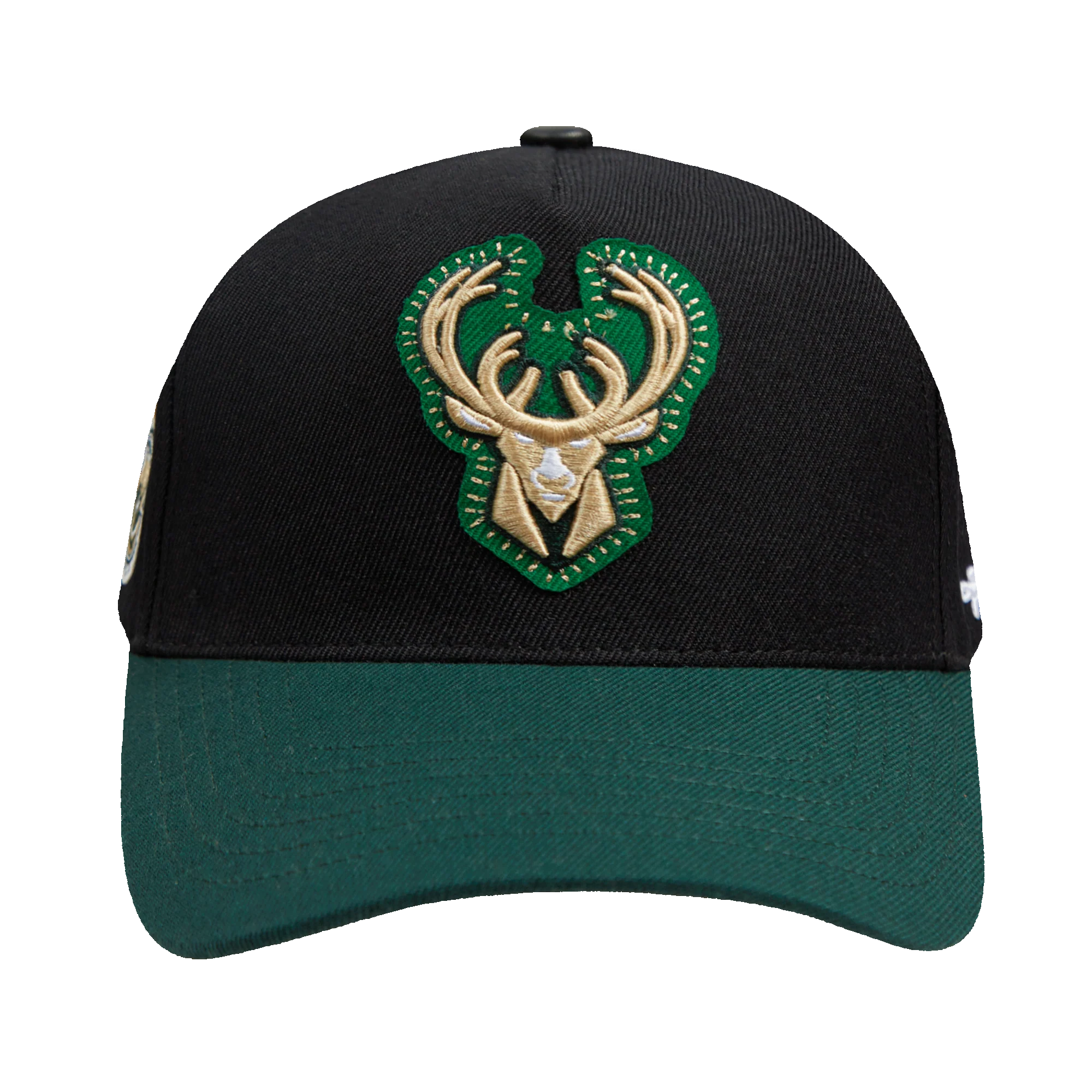NBA MILWAUKEE BUCKS DIY PICK STITCH PINCH FRONT SNAPBACK HAT (BLACK)