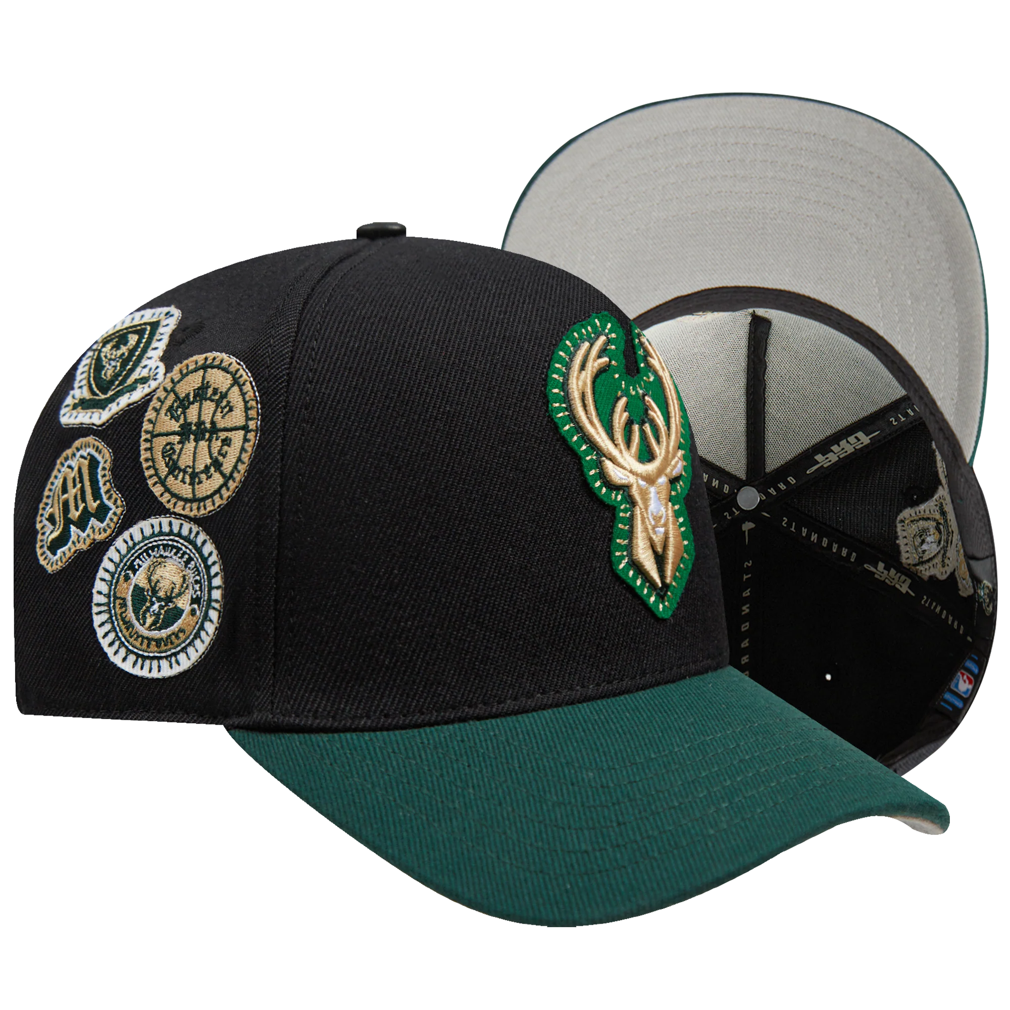 NBA MILWAUKEE BUCKS DIY PICK STITCH PINCH FRONT SNAPBACK HAT (BLACK) - Image 7