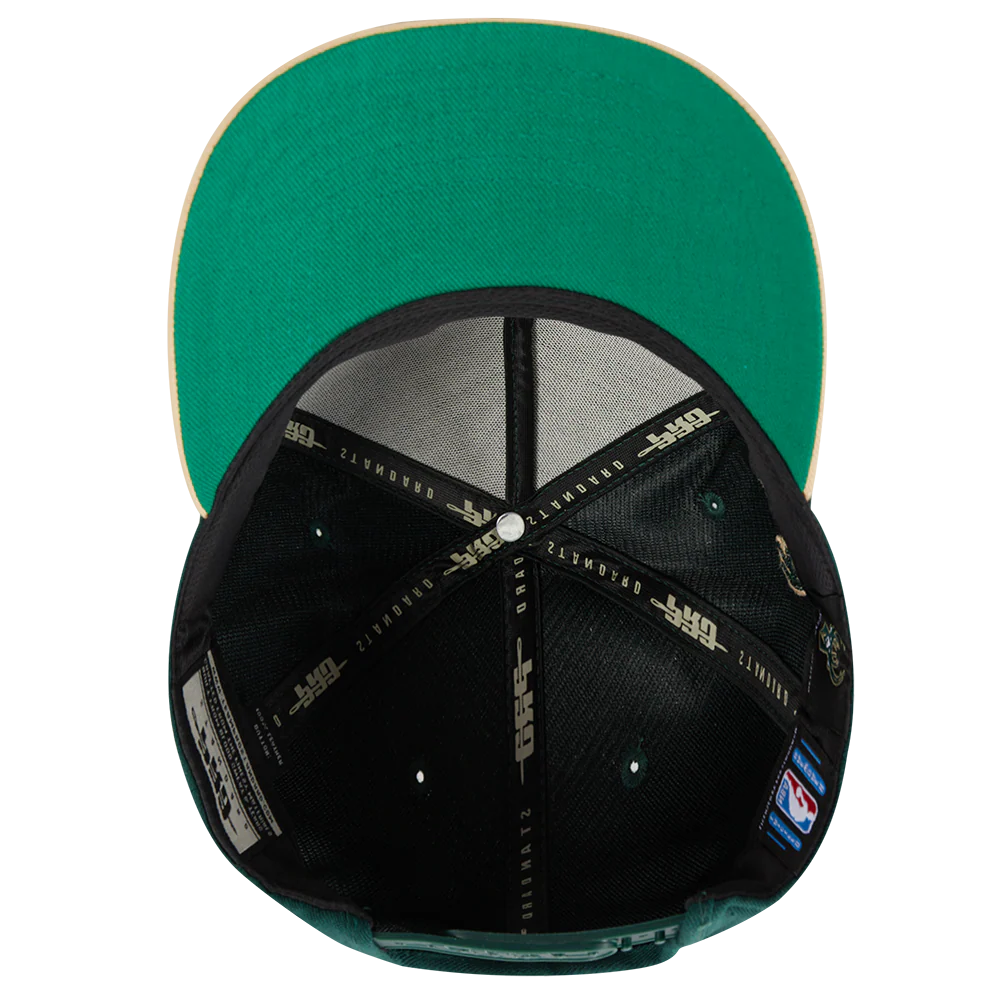 NBA MILWAUKEE BUCKS SOUVENIR MEN'S PINCH FRONT SNAPBACK HAT (FOREST GREEN) - Image 6