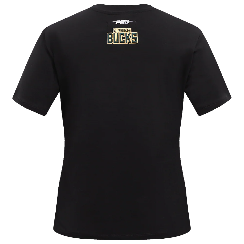 NBA MILWAUKEE BUCKS SCRIPT TAIL WOMEN'S BOYFRIEND TEE (BLACK) - Image 3