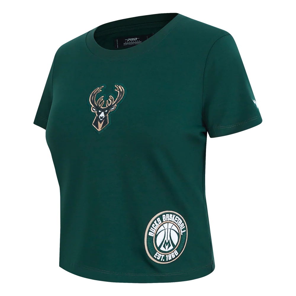 NBA MILWAUKEE BUCKS GAME DAY CLASSICS WOMEN'S SJ BABY DOLL TEE (FOREST GREEN) - Image 2