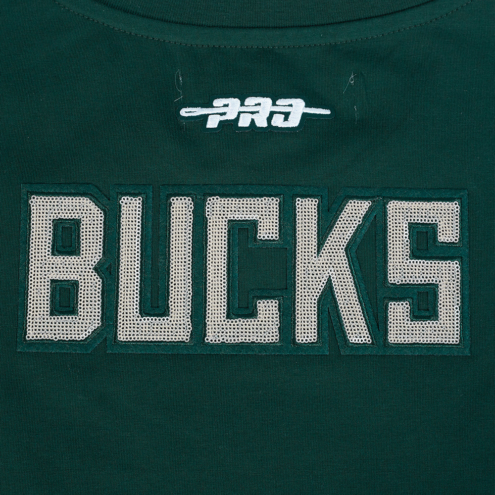 NBA MILWAUKEE BUCKS GAME DAY CLASSICS WOMEN'S SJ BABY DOLL TEE (FOREST GREEN) - Image 6