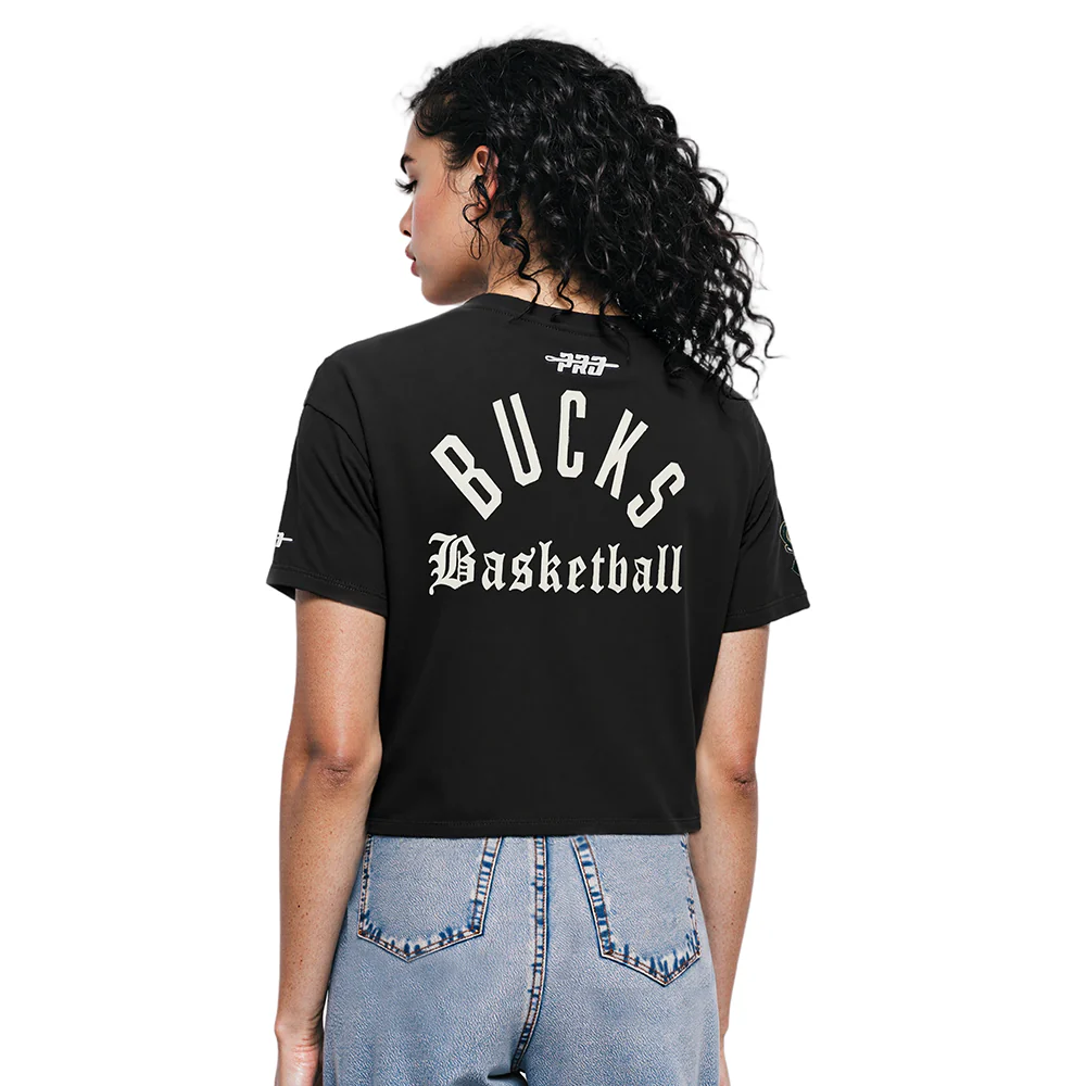 NBA MILWAUKEE BUCKS MODERN ORIGINALS WOMEN'S SJ BOXY TEE (BLACK) - Image 2