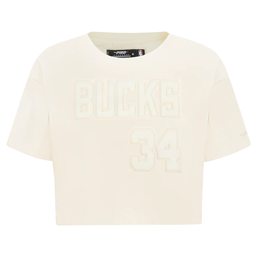 NBA MILWAUKEE BUCKS GIANNIS ANTETOKOUNMPO #34 NEUTRAL PNN WOMEN'S SJ BOXY TEE (EGGSHELL) - Image 3