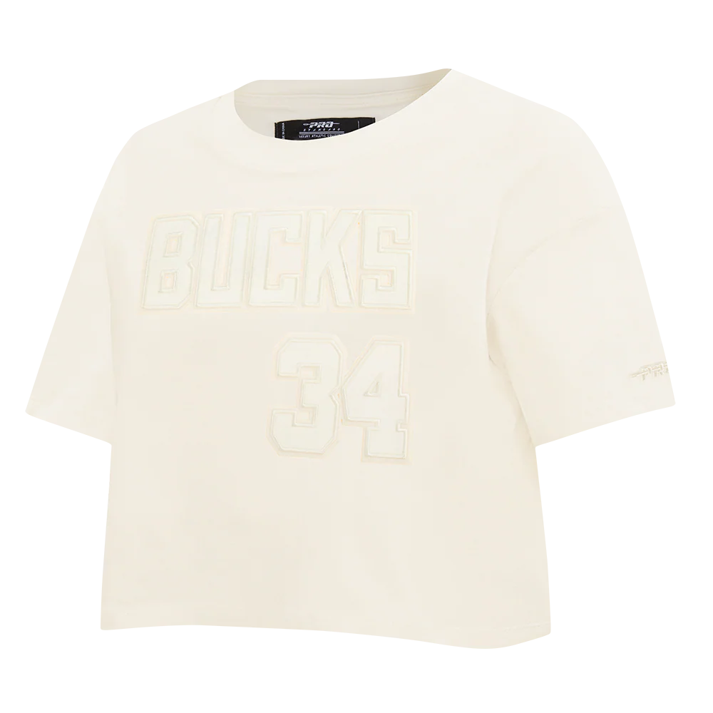 NBA MILWAUKEE BUCKS GIANNIS ANTETOKOUNMPO #34 NEUTRAL PNN WOMEN'S SJ BOXY TEE (EGGSHELL) - Image 4