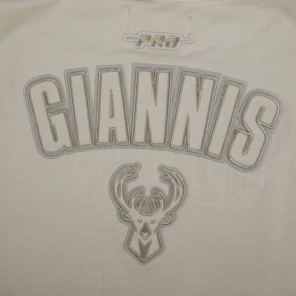 NBA MILWAUKEE BUCKS GIANNIS ANTETOKOUNMPO #34 NEUTRAL PNN WOMEN'S SJ BOXY TEE (TAUPE) - Image 7