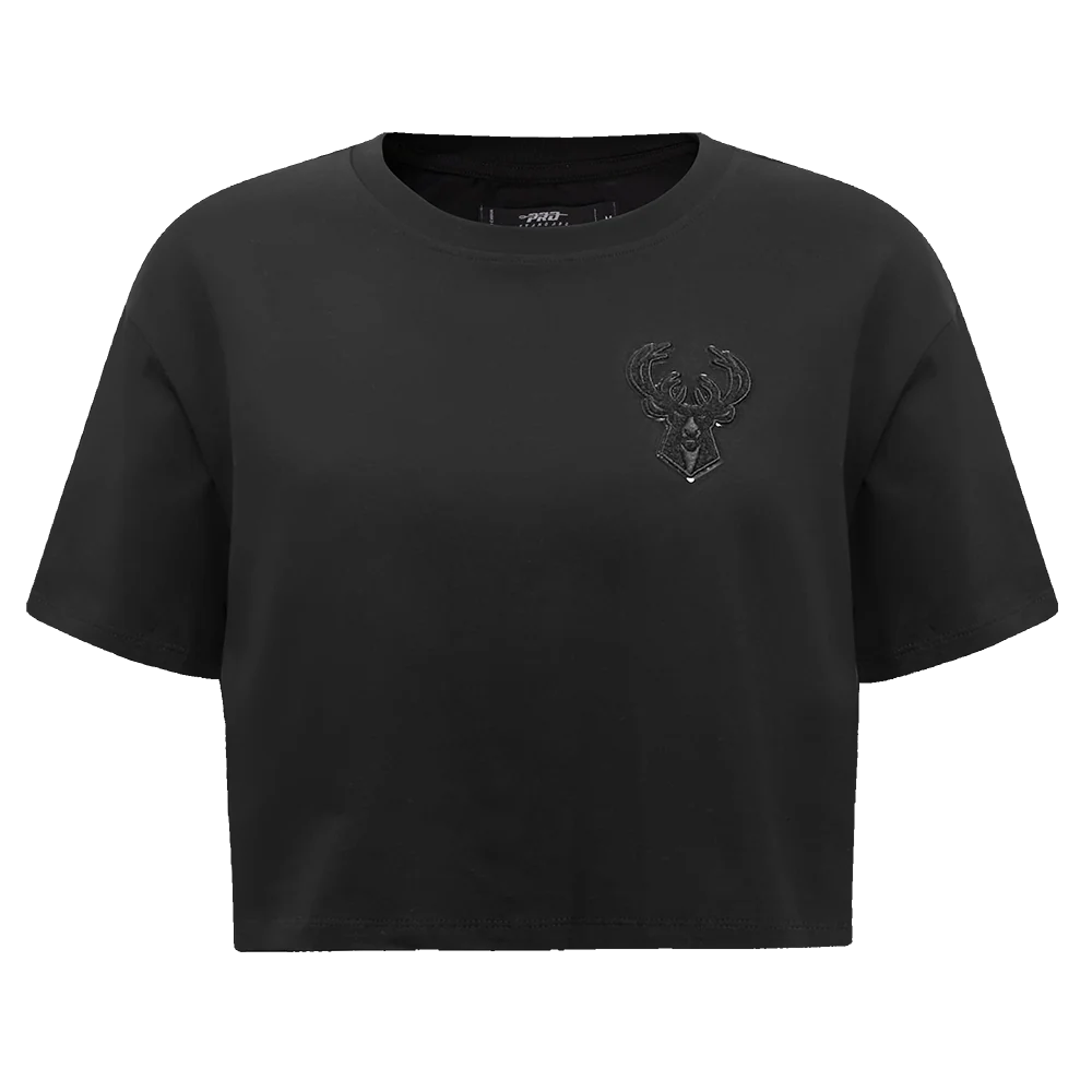 NBA MILWAUKEE BUCKS TRIPLE BLACK WOMEN'S BOXY TEE (TRIPLE BLACK)