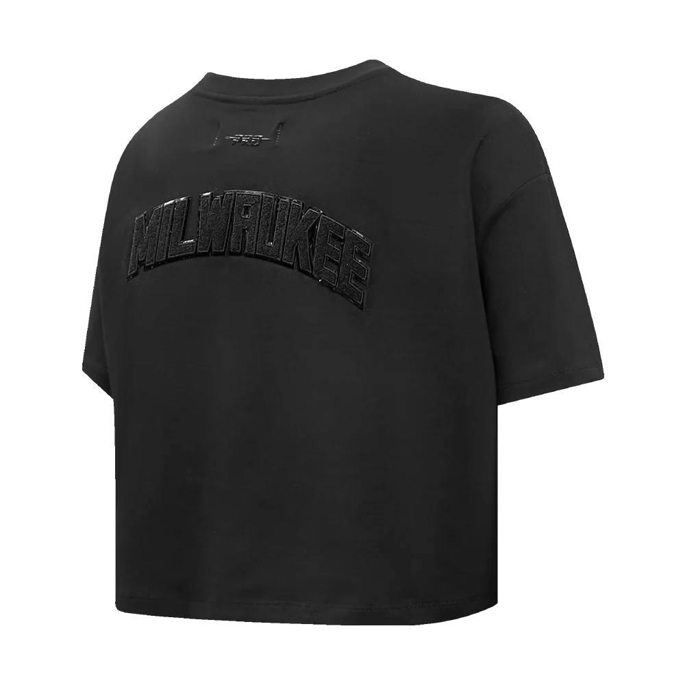 NBA MILWAUKEE BUCKS TRIPLE BLACK WOMEN'S BOXY TEE (TRIPLE BLACK) - Image 3