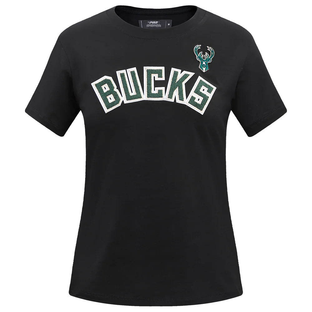 NBA MILWAUKEE BUCKS CLASSIC SHORT SLEEVE WOMEN'S SLIM FIT TEE (BLACK)