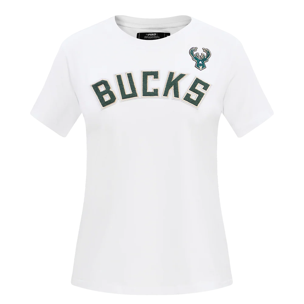 NBA MILWAUKEE BUCKS CLASSIC SHORT SLEEVE WOMEN'S SLIM FIT TEE (WHITE)