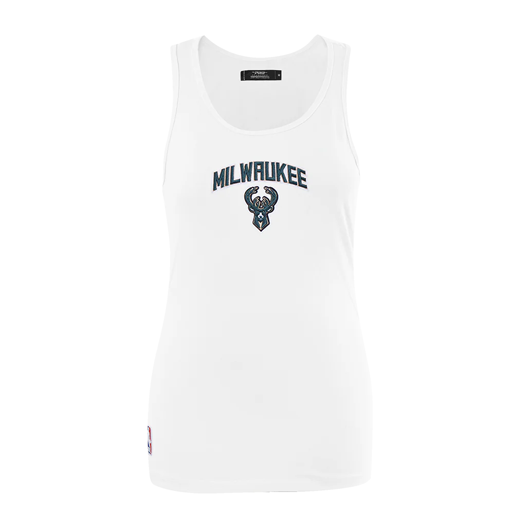 NBA MILWAUKEE BUCKS CLASSIC WOMEN'S RACERBACK (WHITE) - Image 3