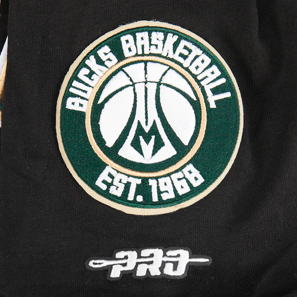 NBA MILWAUKEE BUCKS CLASSIC BIG BOYS SHORT SLEEVE STRIPED RIB TEE (BLACK) - Image 5