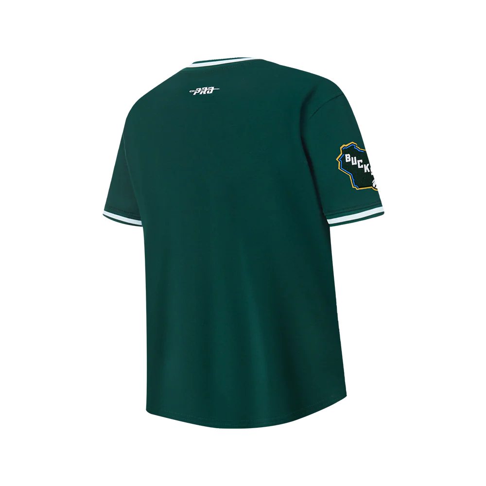 NBA MILWAUKEE BUCKS CLASSIC BIG BOYS SS STRIPED RIB TEE (FOREST GREEN) - Image 4