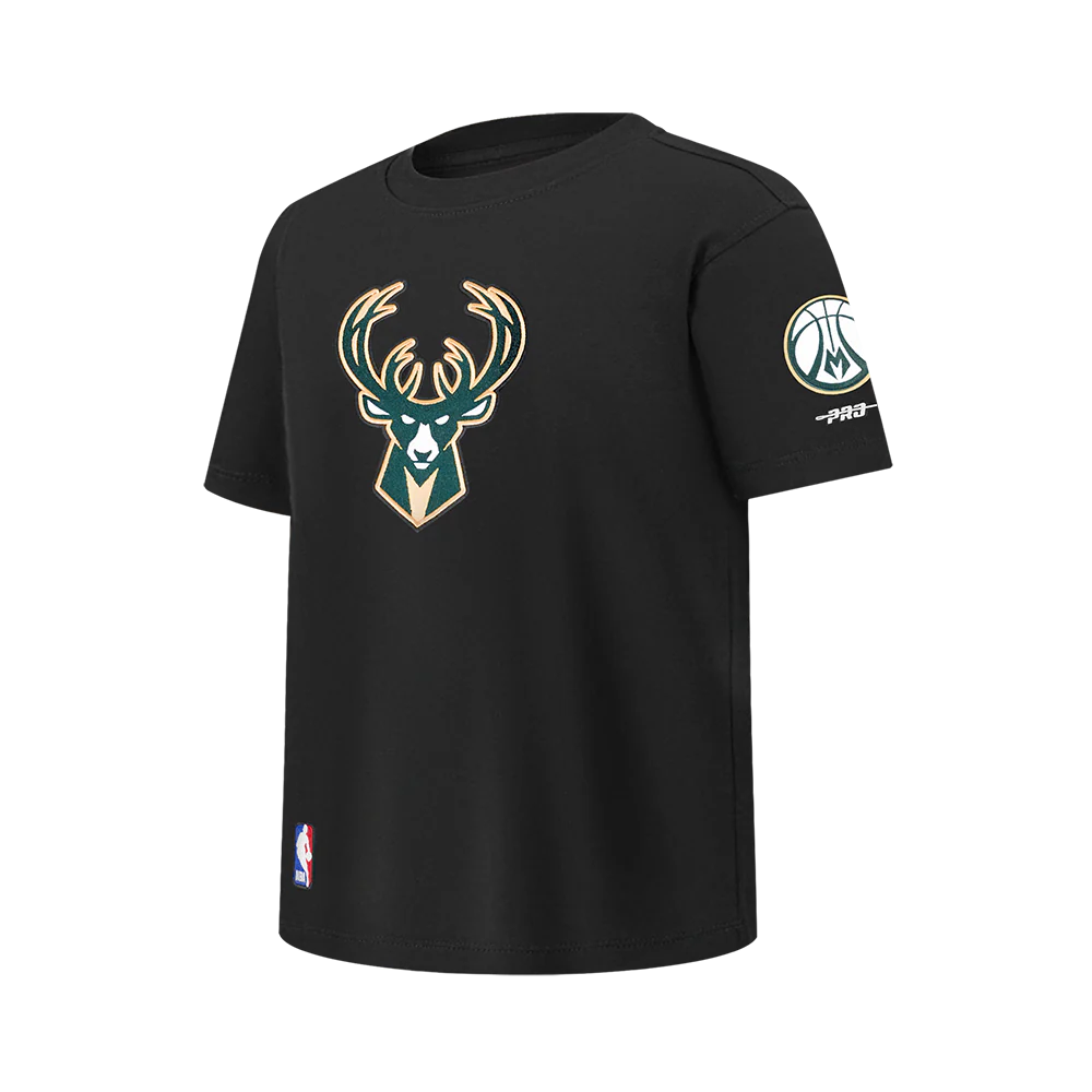 NBA MILWAUKEE BUCKS RETRO CLASSIC BIG BOY'S SS TEE (BLACK) - Image 2
