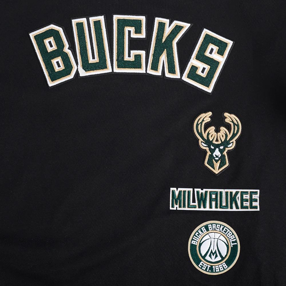 NBA MILWAUKEE BUCKS RETRO CLASSIC BIG BOY'S SS STRIPED RIB TEE (BLACK) - Image 7