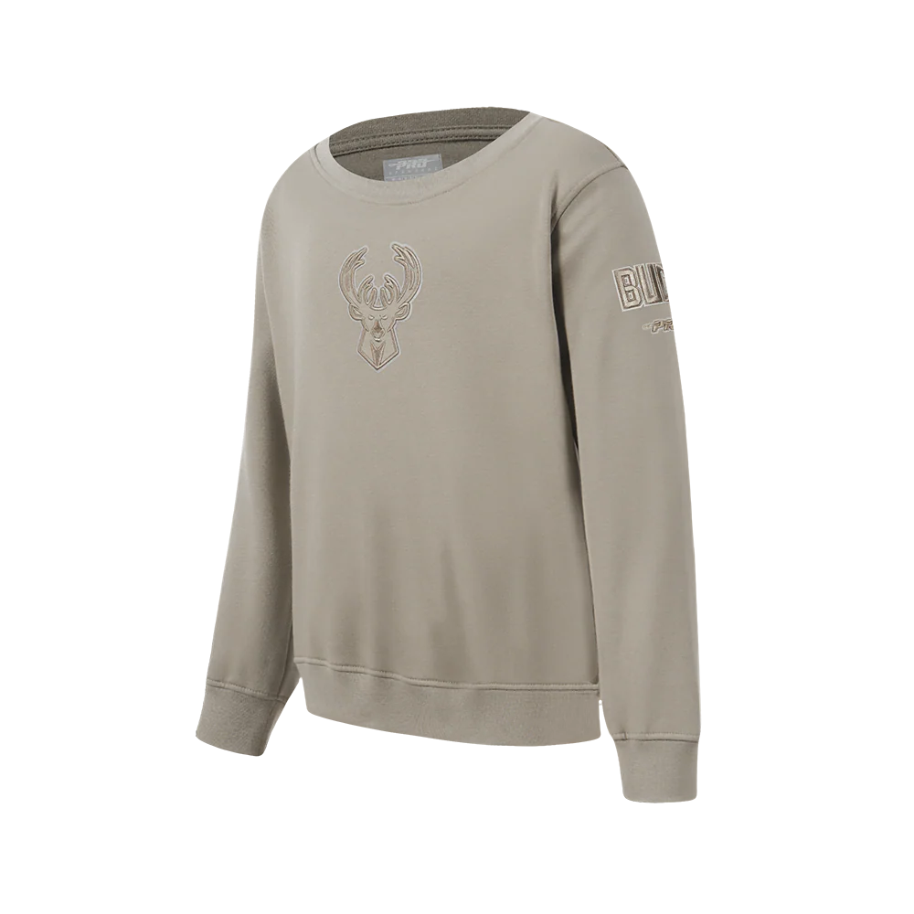 NBA MILWAUKEE BUCKS NEUTRAL BIG BOYS FLC CREWNECK (TAUPE) - Image 2