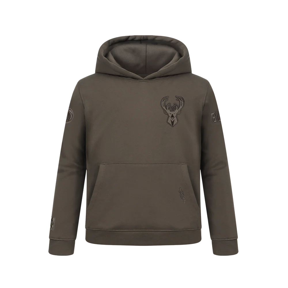 NBA MILWAUKEE BUCKS NEUTRAL BIG BOYS FLC PO HOODIE (DARK TAUPE)
