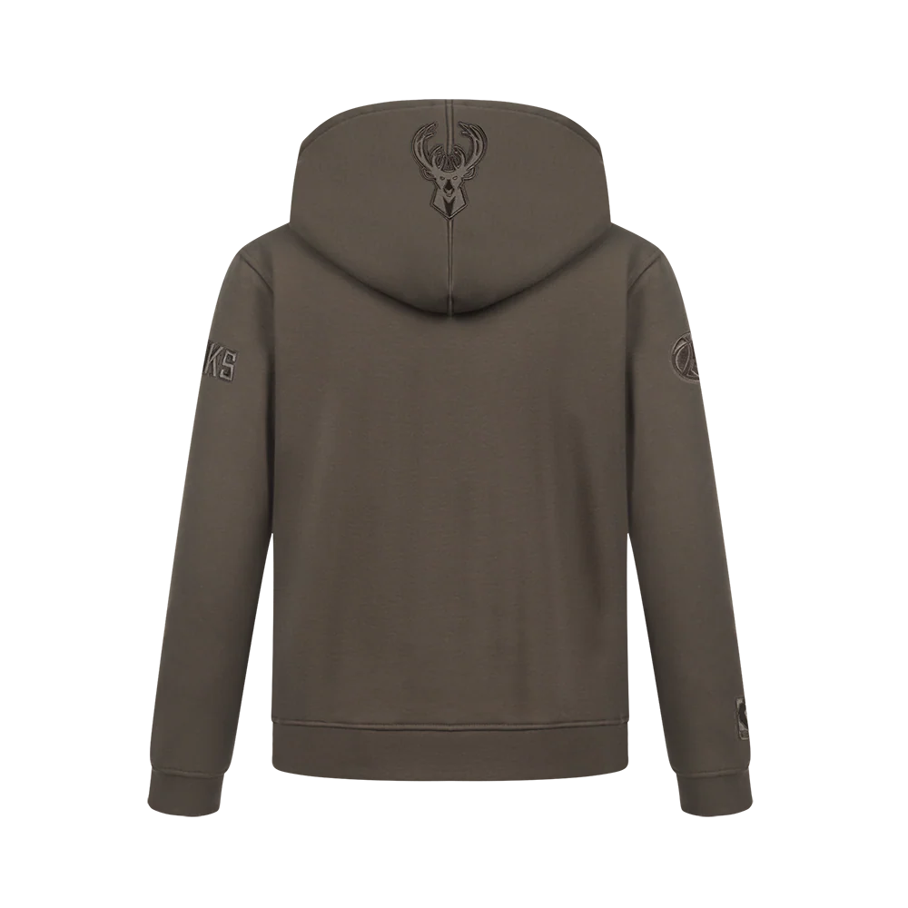 NBA MILWAUKEE BUCKS NEUTRAL BIG BOYS FLC PO HOODIE (DARK TAUPE) - Image 3