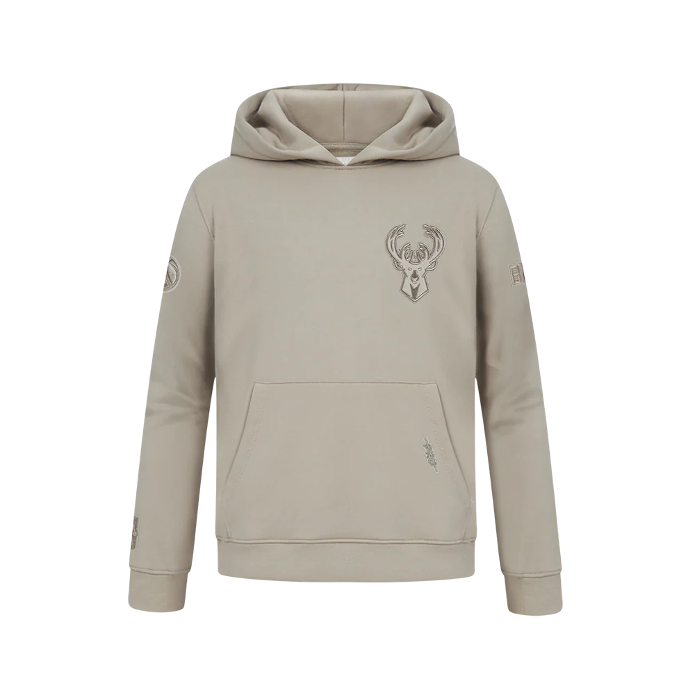 NBA MILWAUKEE BUCKS NEUTRAL BIG BOYS FLC PO HOODIE (TAUPE)