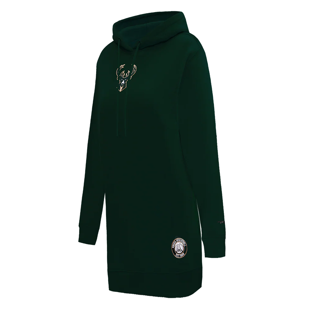 NBA MILWAUKEE BUCKS CLASSIC WOMEN'S HOODIE DRESS (FOREST GREEN) - Image 2