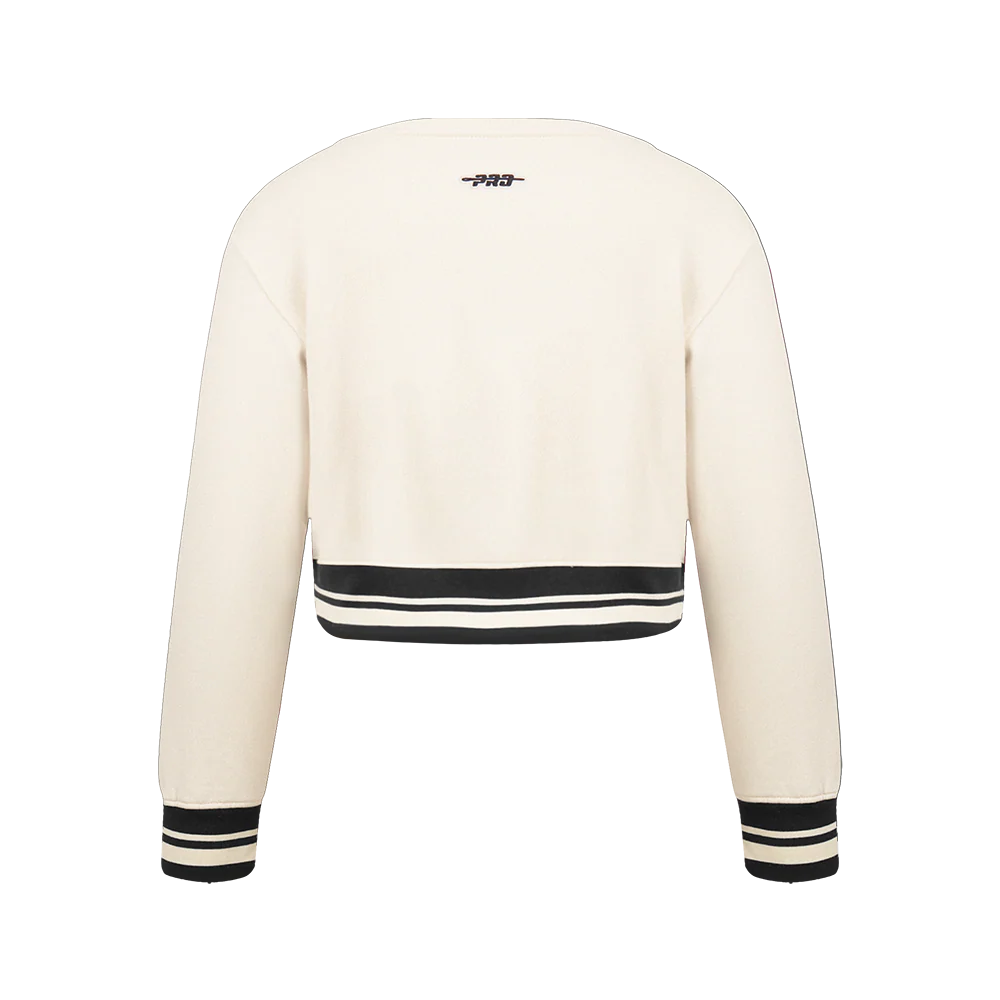NBA MILWAUKEE BUCKS RETRO CLASSIC BIG GIRL'S RIB FLC CREWNECK (EGGSHELL/ BLACK) - Image 3