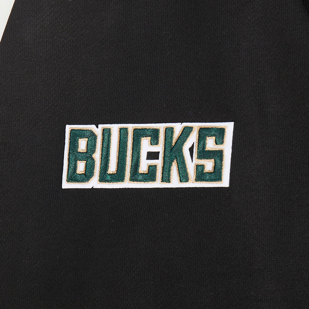 NBA MILWAUKEE BUCKS RETRO CLASSIC WOMEN'S CROPPED PULLOVER HOODIE (BLACK) - Image 14