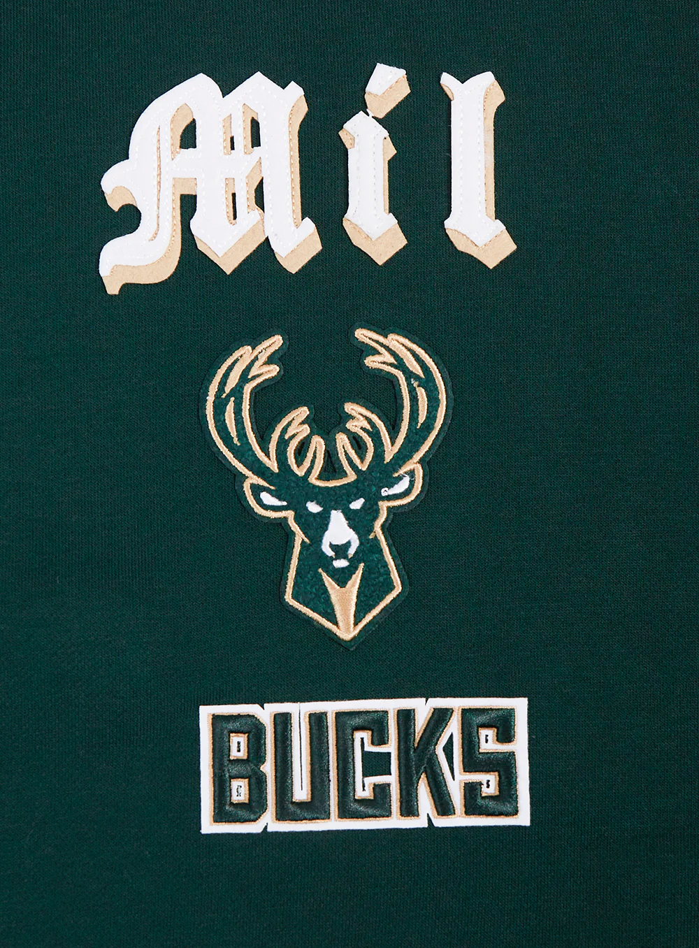 NBA MILWAUKEE BUCKS OLD ENGLISH WOMEN'S FLC CREWNECK (FOREST GREEN) - Image 5