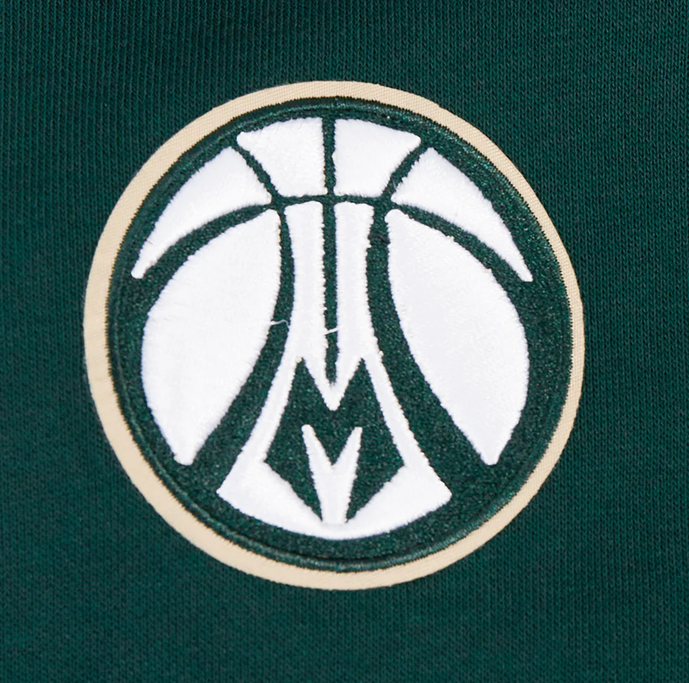 NBA MILWAUKEE BUCKS OLD ENGLISH WOMEN'S FLC CREWNECK (FOREST GREEN) - Image 6