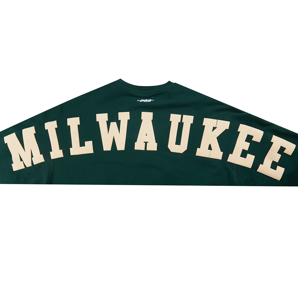 NBA MILWAUKEE BUCKS WINGSPAN WOMEN'S FLEECE CREWNECK (FOREST GREEN) - Image 11