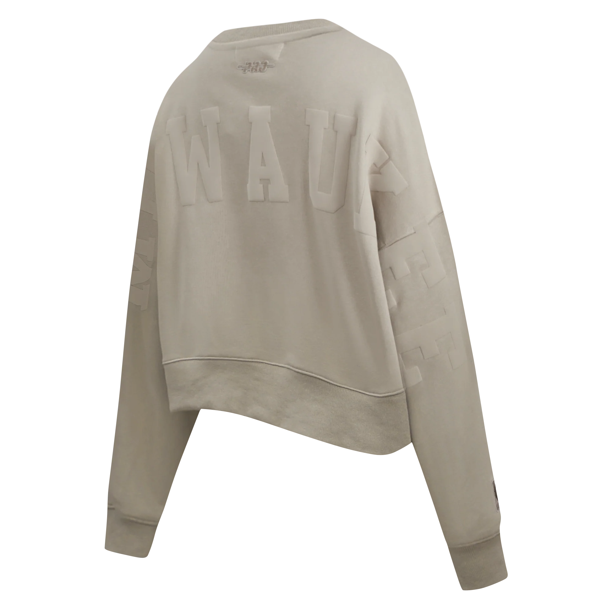 NBA MILWAUKEE BUCKS WINGSPAN WOMEN'S FLEECE CREWNECK (TAUPE) - Image 6
