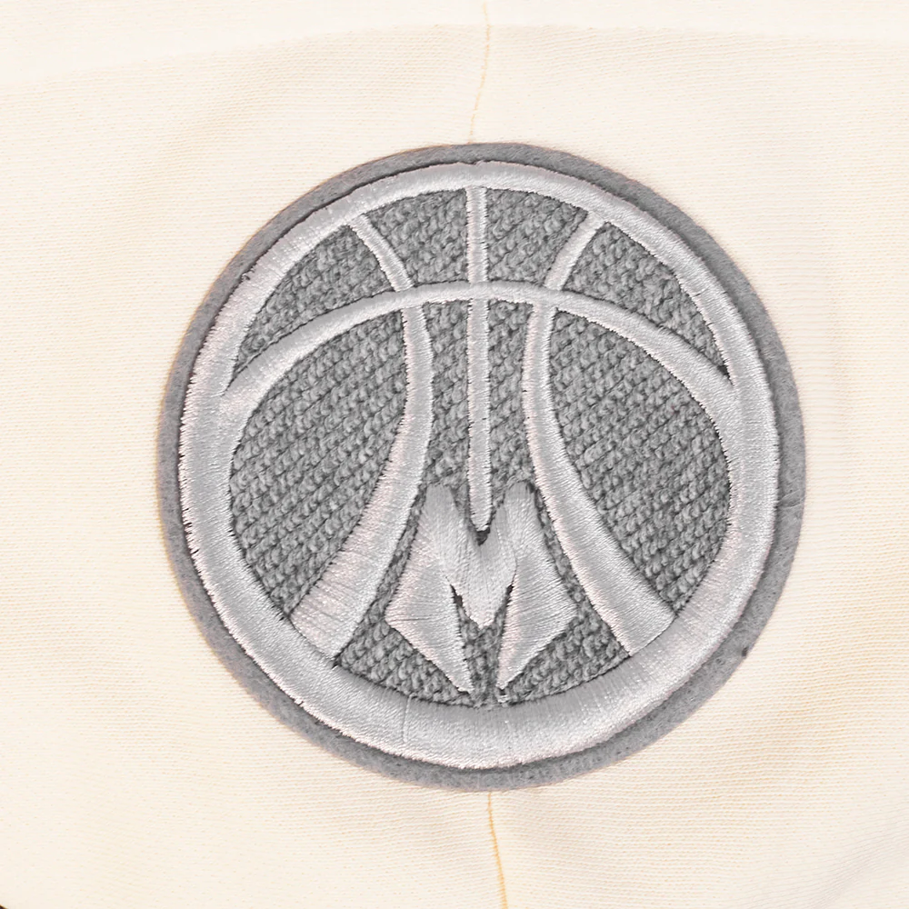 NBA MILWAUKEE BUCKS REVERSE FRENCH TERRY WOMEN'S COLOR BLOCK FLEECE FULL ZIP HOODIE (BLACK/GRAY/EGGSHELL) - Image 7