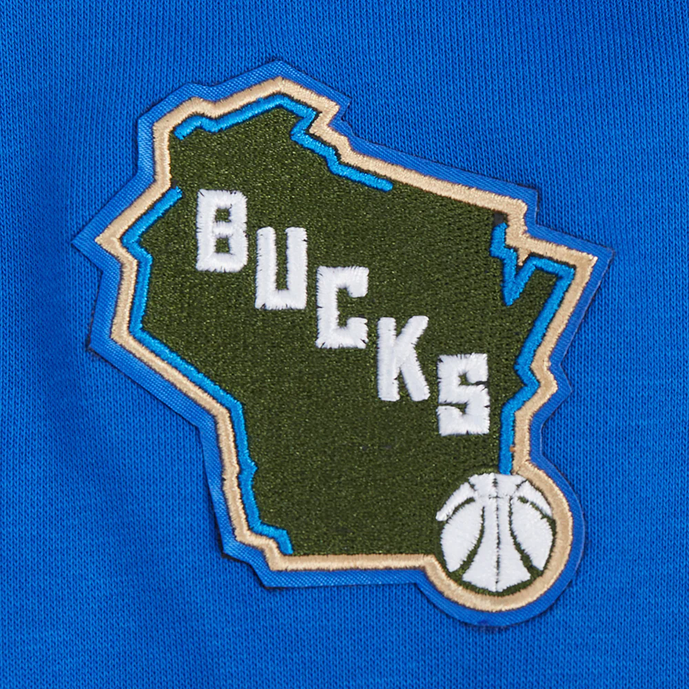 NBA MILWAUKEE BUCKS CITY EDITION 24-25 WOMEN'S RIB FLEECE CROPPED PULLOVER HOODIE (ROYAL BLUE) - Image 6